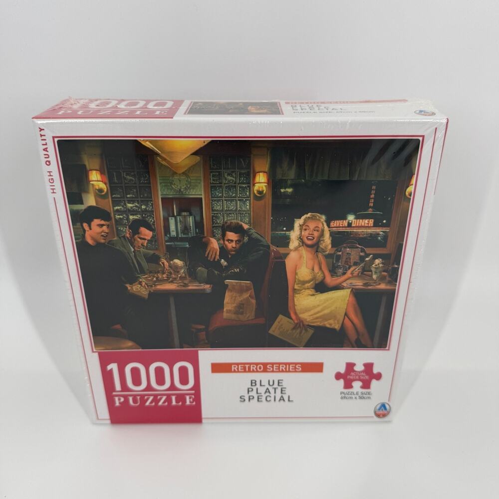 Arrow Retro Series Blue Plate Special 1000 Piece Puzzle Elvis Marilyn Monroe NEW